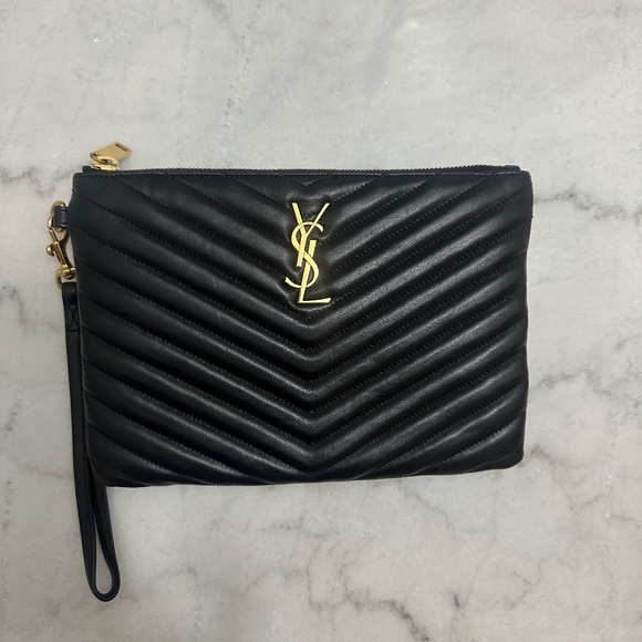 YSL Monogram Small Pouch in Smooth Leather - Picture 1 of 4